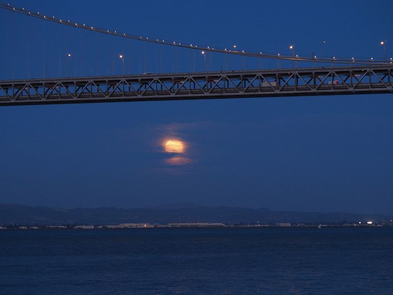 Moonrise under the Bay Bridge
